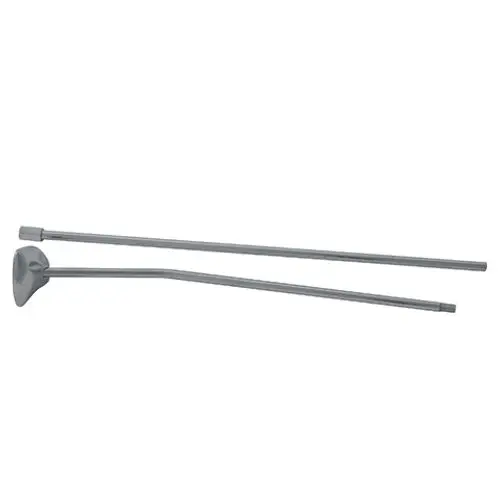 Zwei verchromte Metallstangen, eine mit einer flachen Halterung und die andere aus geradem Rohr, passend für Kludi Produkte.